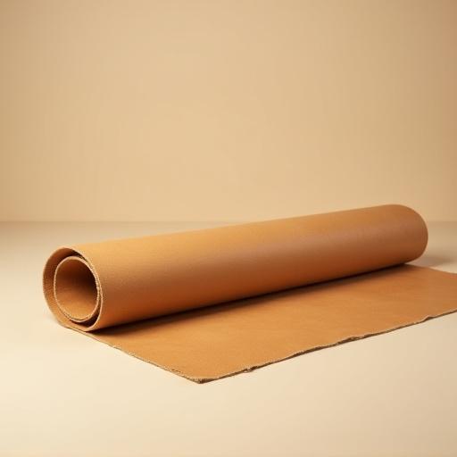 A roll of high-quality, undyed natural leather.